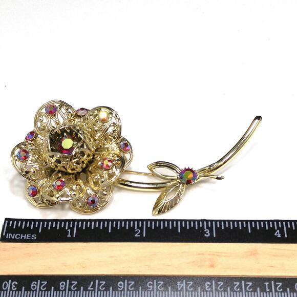 Vintage Sarah Coventry Large Flower Rose Brooch, 1960s - Picture 4 of 10
